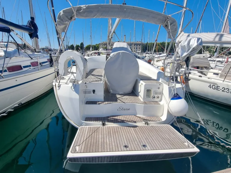 Eleven Bavaria 36 cruiser built in 2011. Docked in Izola.
