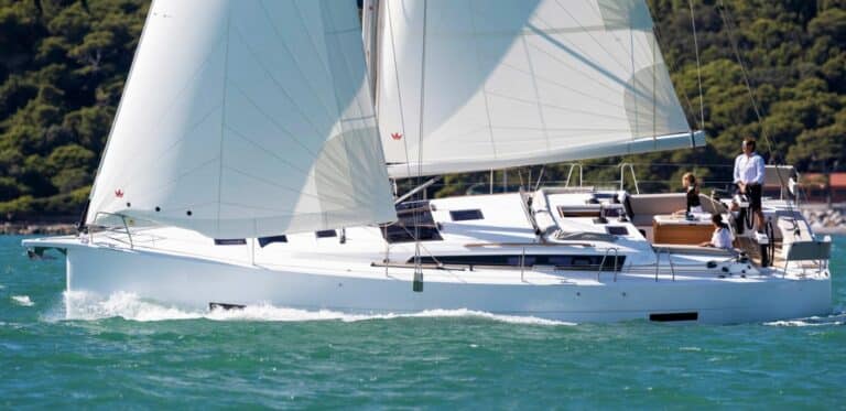 Mojito sunrise, Dufour 430 GL. Built in 2019, docked in Izola.