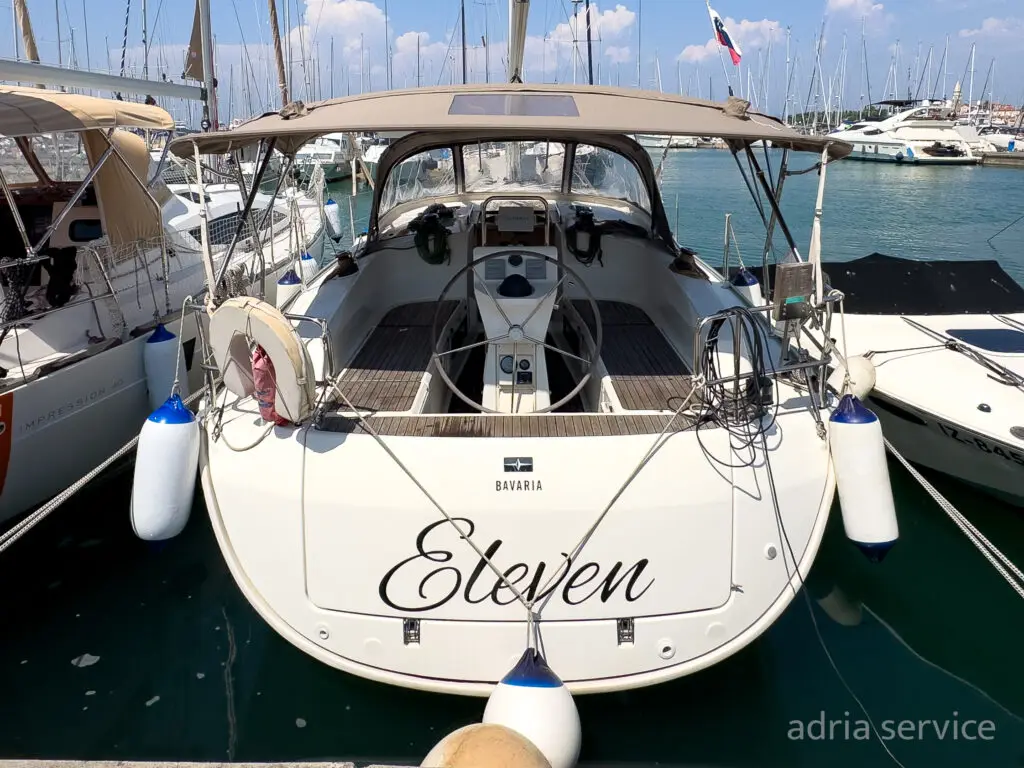 Sailboat Eleven - stern view. Bavaria 36 Cruiser, built in 2011 and docked in IZOLA.