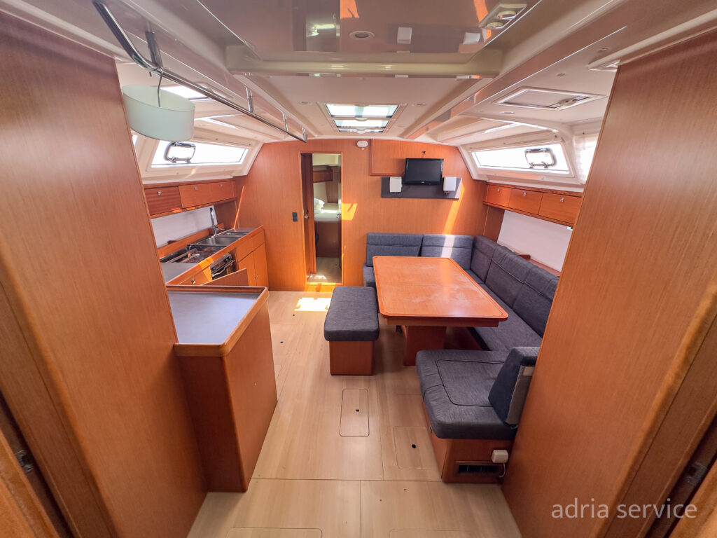 Sailboat Orca I - salon top view. Elan Impression 40, built in 2017 and docked in IZOLA.