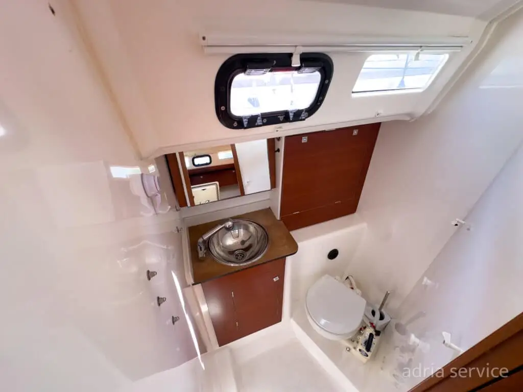 Sailboat Joy AS - bathroom. Dufour 350 GL, built in 2016 and docked in IZOLA.