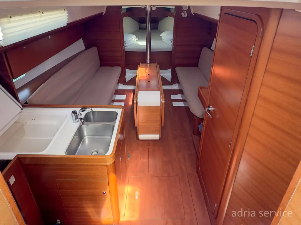 Sailboat Spinaker - salon top view. Dufour 350 GL, built in 2016 and docked in IZOLA.