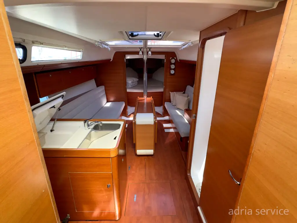 Sailboat Joy AS - salon from top. Dufour 350 GL, built in 2016 and docked in IZOLA.