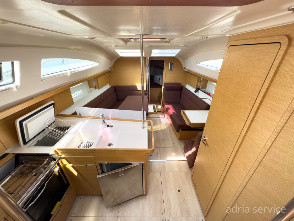 Sailboat Hope E - salon top view. Elan Impression 40, built in 2017 and docked in IZOLA.